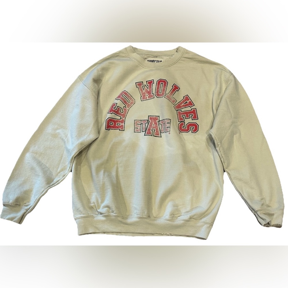 Arkansas State Red Wolves Mega & Arch Sand Thrifted Sweatshirt Ladies M